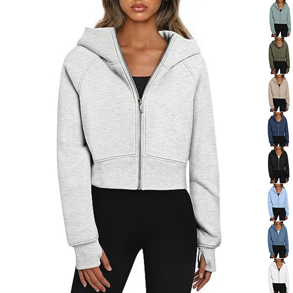 Cozy Fleece Zip-Up Hooded Sweatshirt for Women