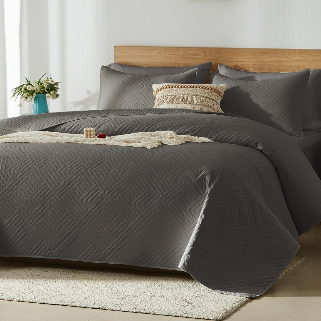 2/3pcs Quilt Set Bedspreads - Soft Cool & Refreshing Summer Quilt Lightweight Microfiber Bedspread - Modern Style Coin Pattern Coverlet For All Seasons - Gifts For The Family