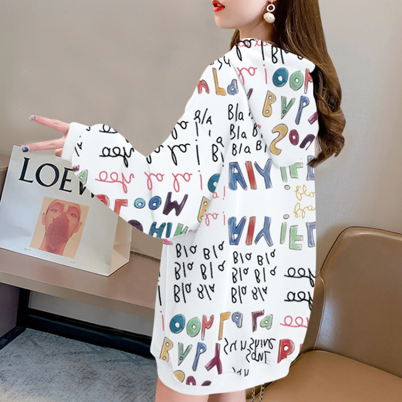 Women's Mid-Length Hooded Sweatshirt