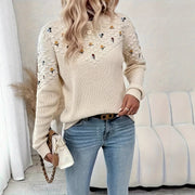 New Romantic Artistic and Pastoral-style Thickened Round-knit Daisy Sweater