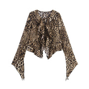 V-neck Fitted Waist Spicy Girl-style Blouse Top