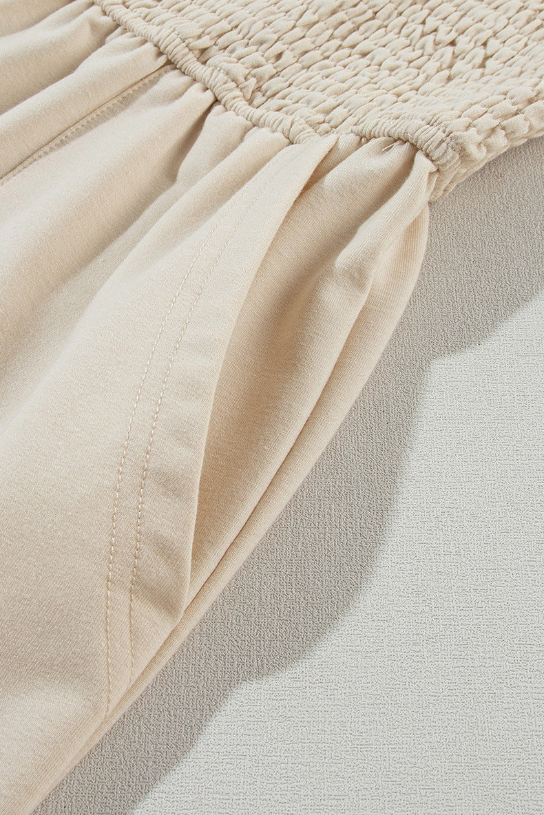 Casual Smocked Straight Leg Jumpsuit