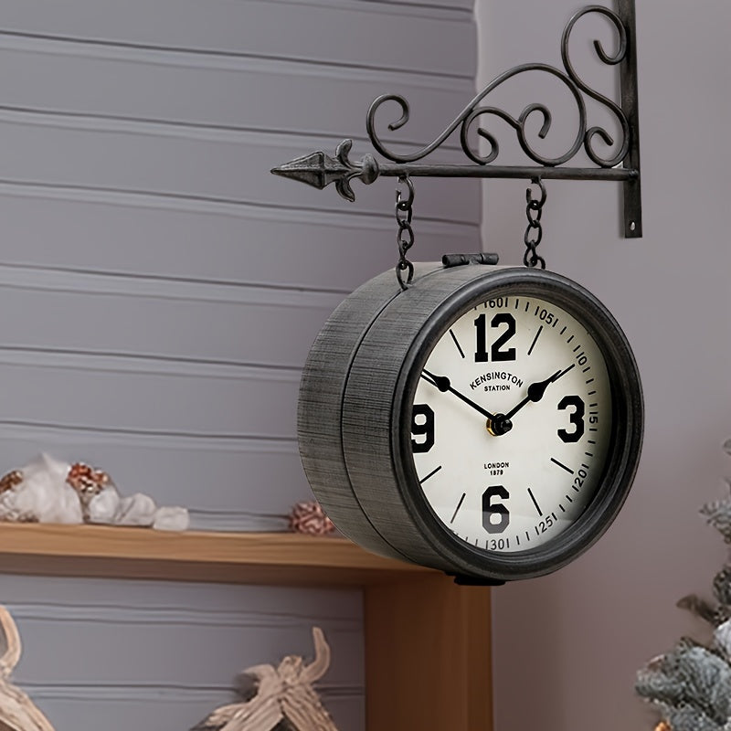 Large European-style double-sided silent wall clock