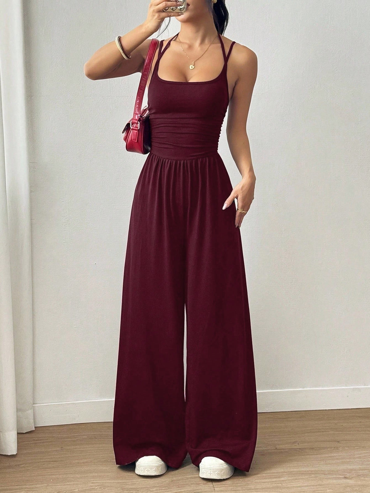 Elegant Black Wide-Leg Camisole Jumpsuit for Women