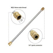 Stainless Steel Pressure Washer Extension Wand with 1/4" Quick Connect (M22 to 1/4")