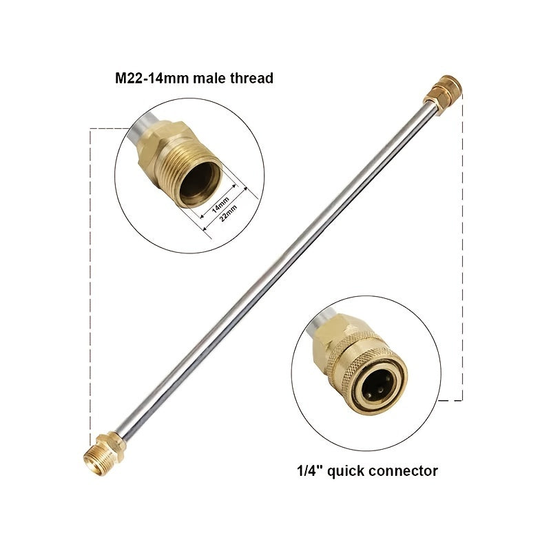 Stainless Steel Pressure Washer Extension Wand with 1/4" Quick Connect (M22 to 1/4")