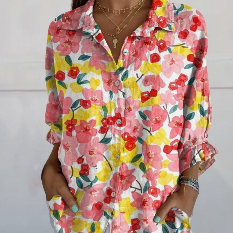 Womens Long-length Blouse European And American Trendy Long-sleeve Shirt