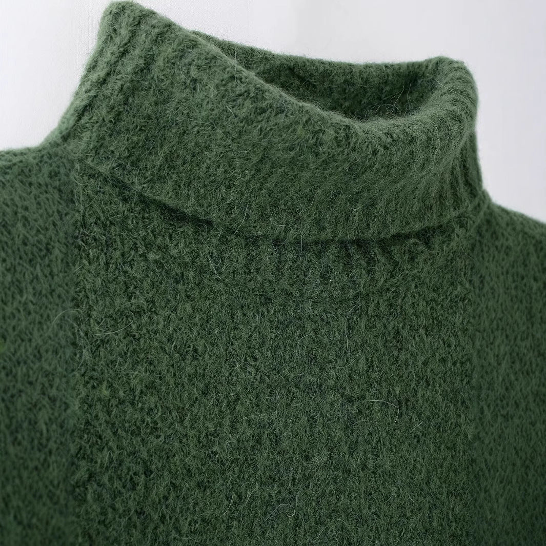 Winter New Graceful and Fashionable High Lapel Long Sleeve Pullover Sweater