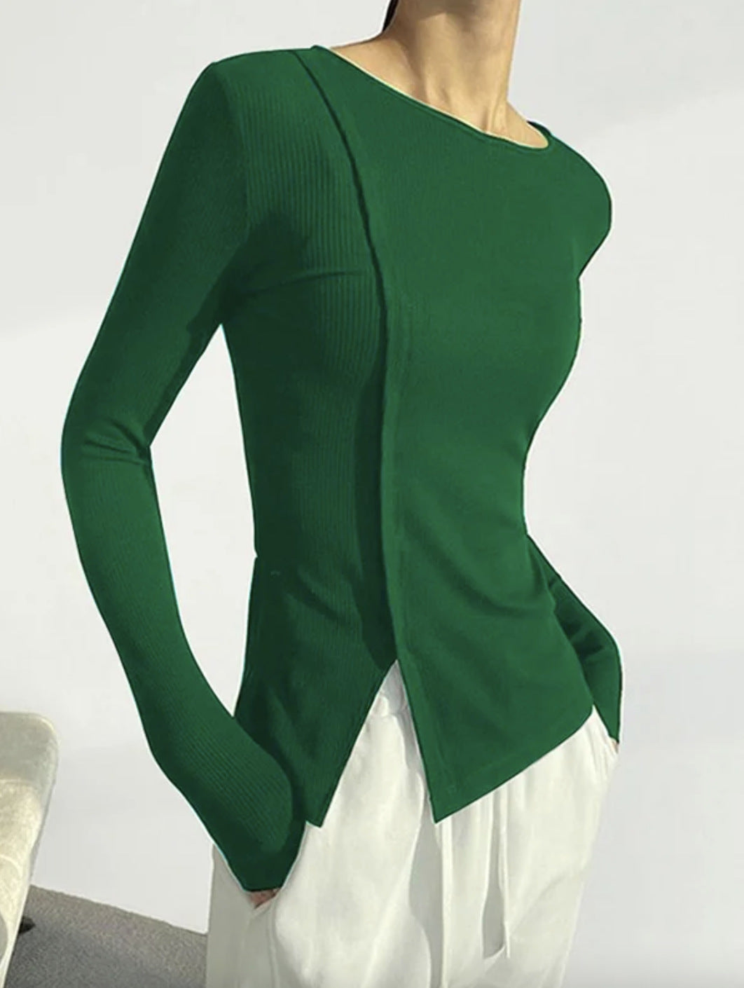 Women's Stylish Split Hem Tight Autumn Sweater