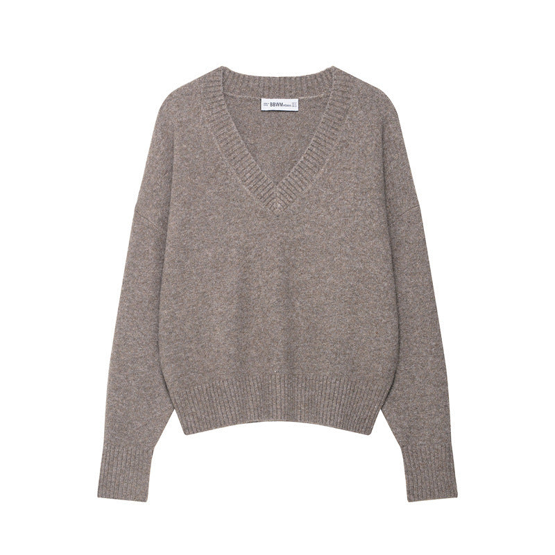 Pure and Alluring Sweater Womens Autumnwinter Long-sleeve Soft V-neck Knit Top