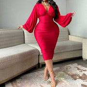 Autumn New Arrival Fashionable V-neck Bodycon Dress