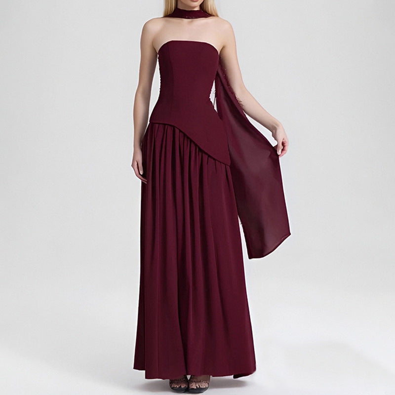Elegant French Slit Midi Dress - Slim Fit Summer Style