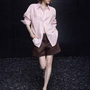 Linen Long-sleeve Shirt Women's Top
