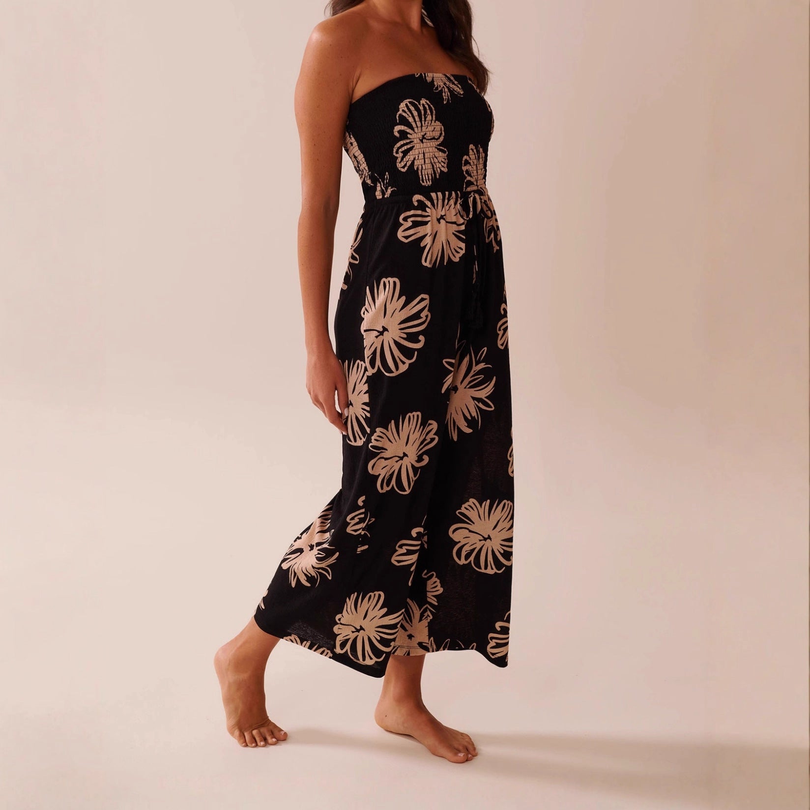 Printed Strapless Casual Jumpsuit For Women