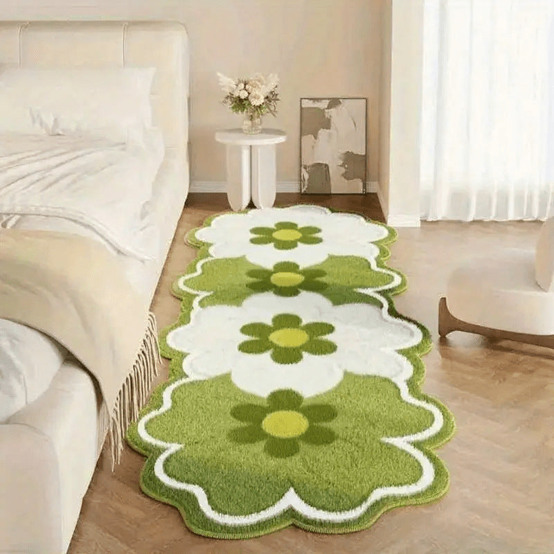 Irregular Floral Faux Cashmere Rug for the Bedroom