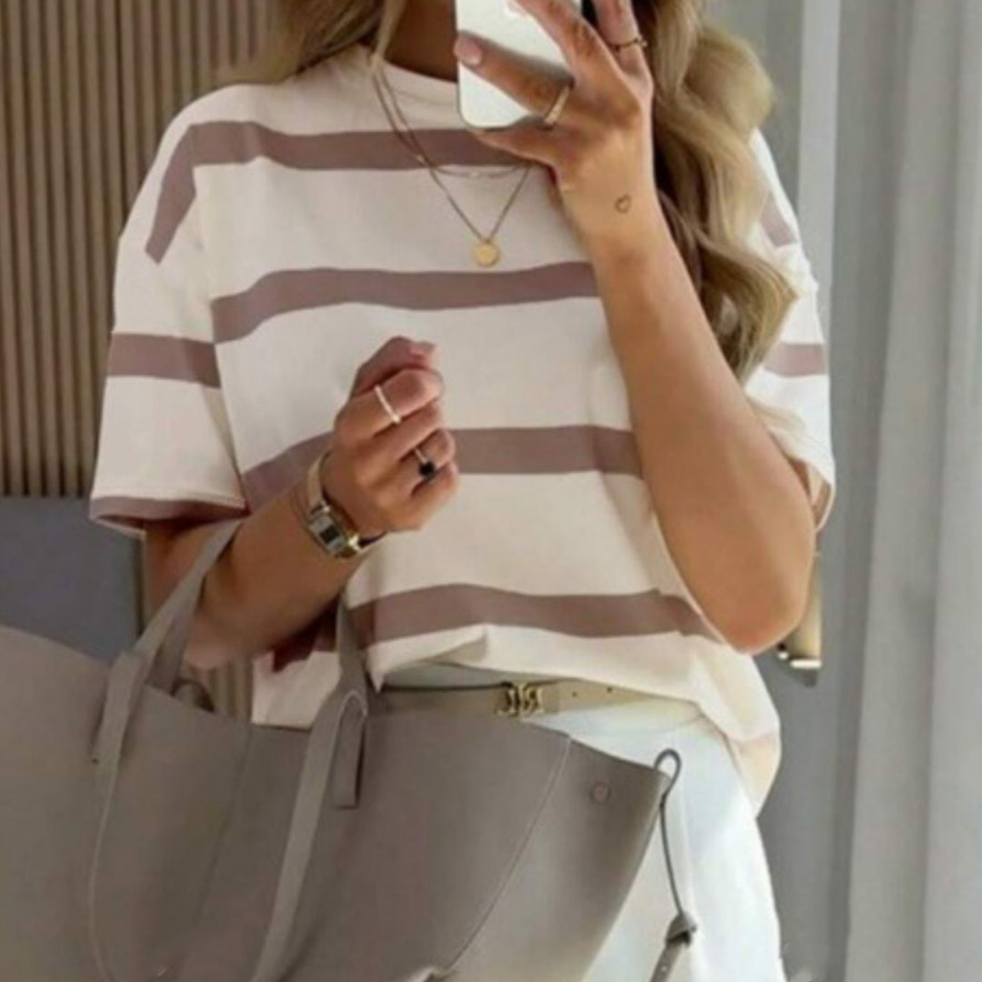 Flattering Striped Fleece‑Lined Top – Cozy, Slim‑Fit Plus‑Size