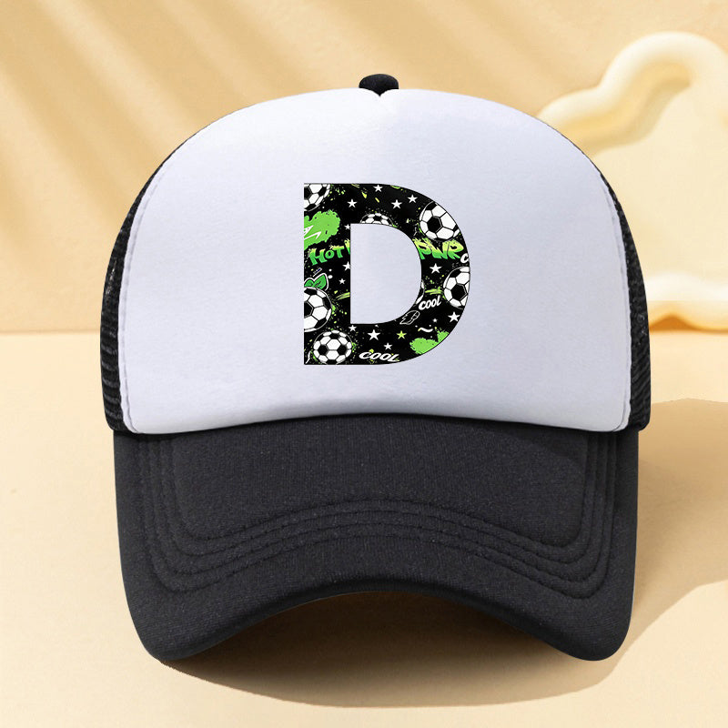Mesh Letter Trucker Cap for Kids in Sports Style with Adjustable Fit