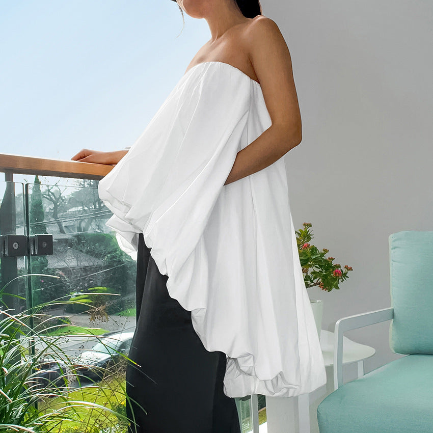 Sexy Off-the-shoulder Tube Top Irregular Hem Top