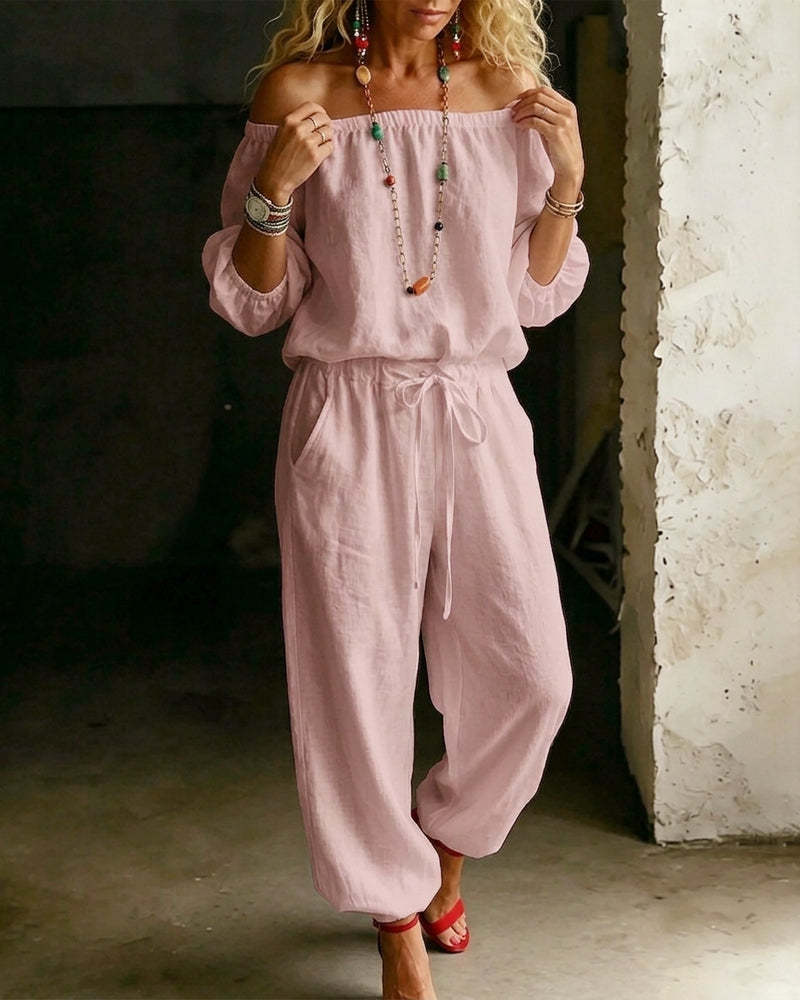 Chic One-Shoulder Top & Jogger Jumpsuit Set