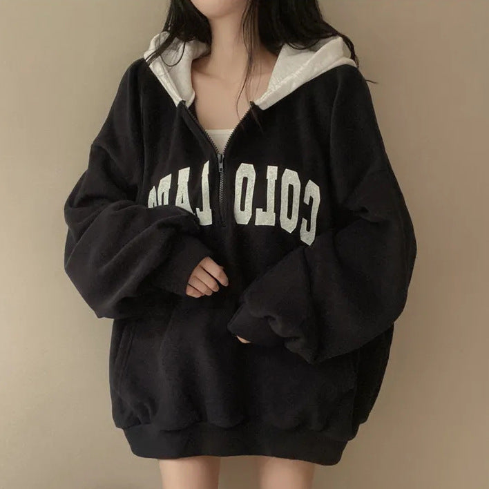 Women's Velvet Padded Thickened Winter Hoodie