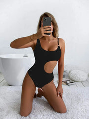 Women's Solid Color Fashion Shoulder Strap One-piece Swimsuit