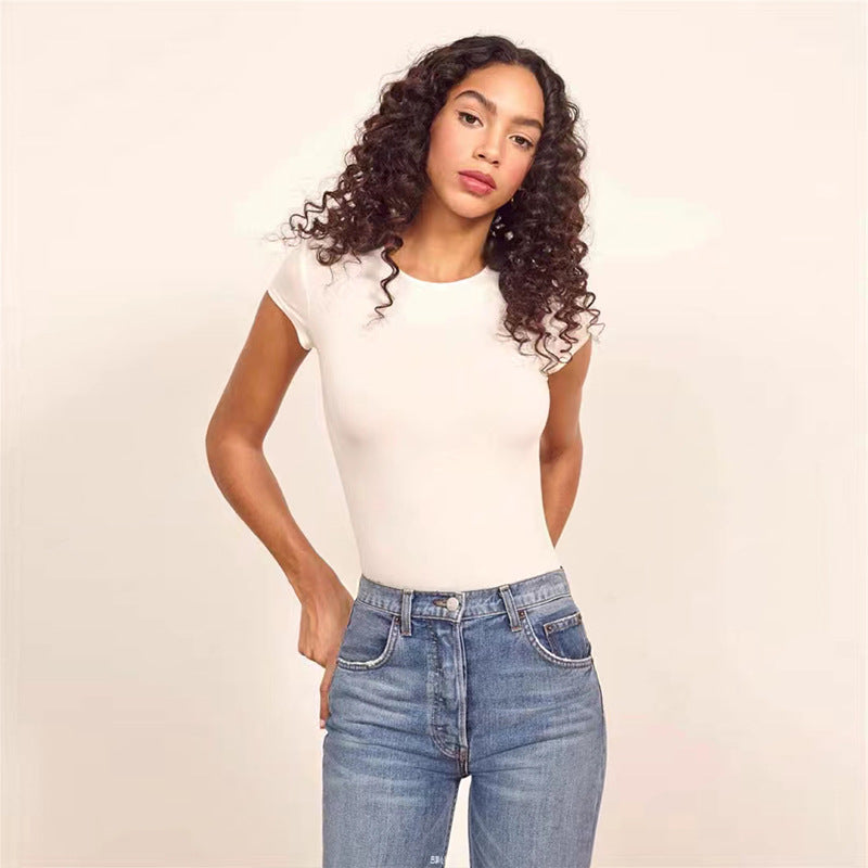 Ribbed Crew-Neck Slim Fit Jumpsuit