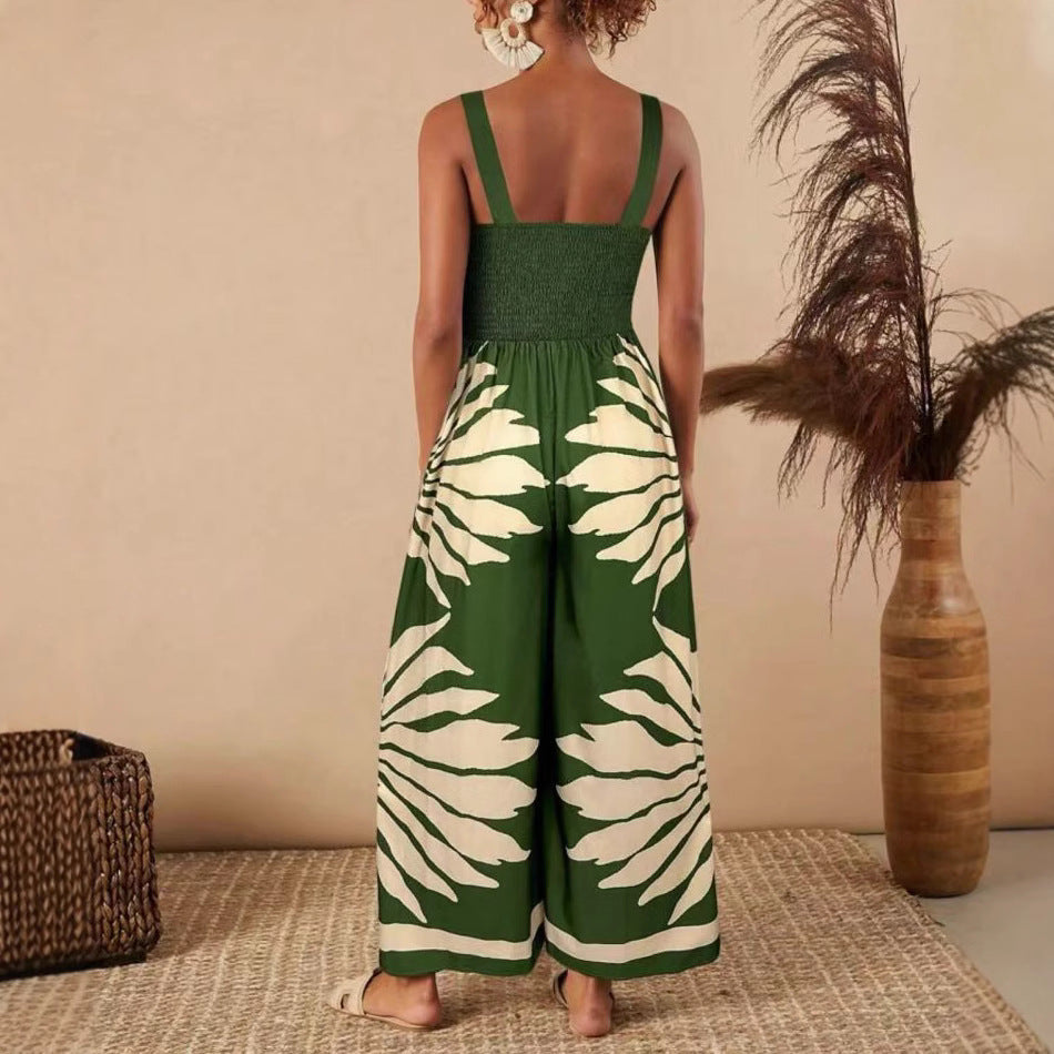 Women's Printed Casual Strap Jumpsuit