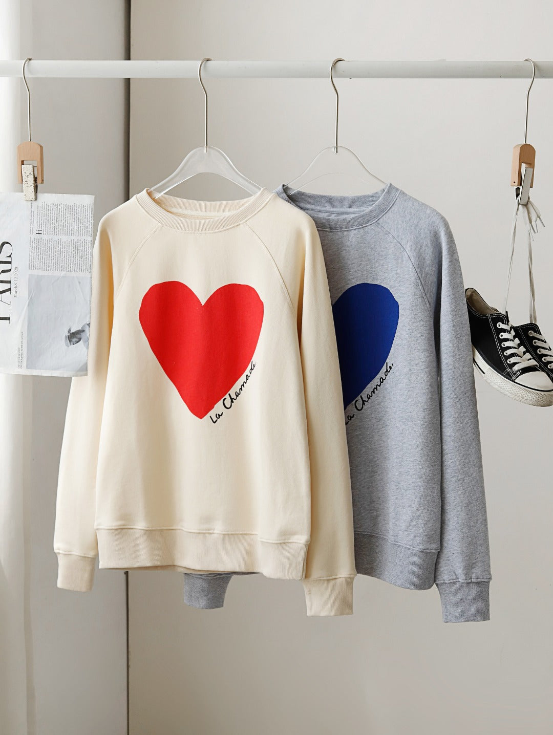 Cozy Heart Print Loose Fit Sweatshirt