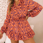 Personalized Design Sense Printed Waist-controlled Jumpsuit Women's Summer New Ruffled