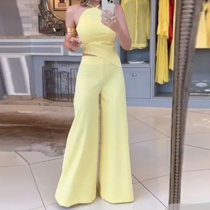 Chic Solid Color Wide Leg Jumpsuit for Women