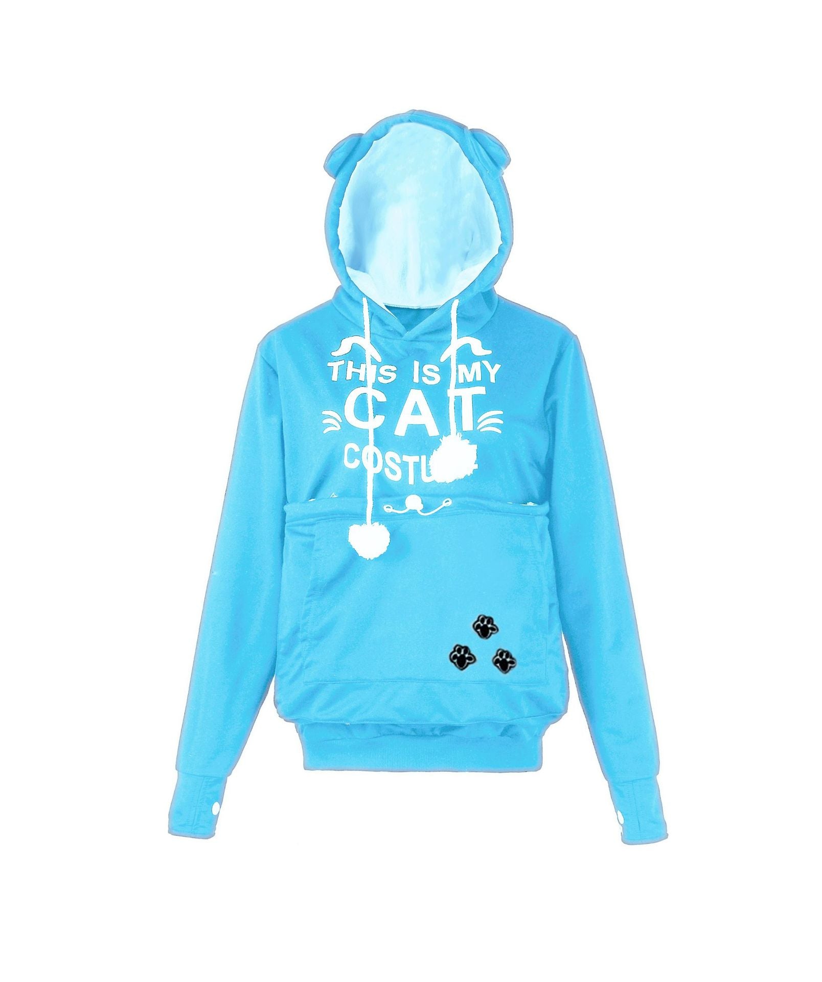 Cute Cat Print Long Sleeve Casual Hooded Sweatshirt