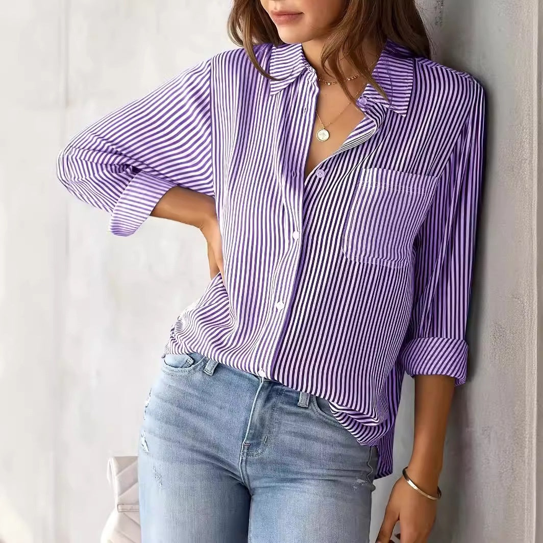Women's Casual Plaid Long Sleeve Button-Down Shirt