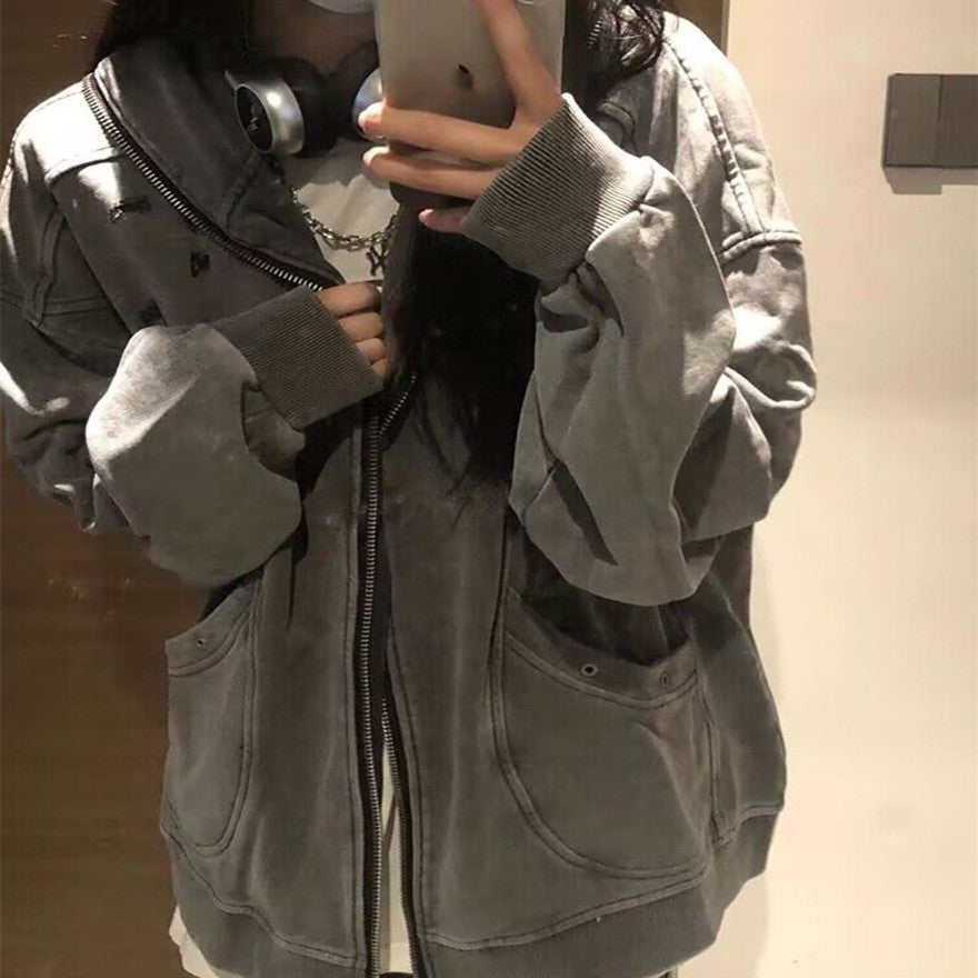 Cardigan Women's Spring And Autumn Hooded Casual Sweatshirt Trendy INS Coat Top