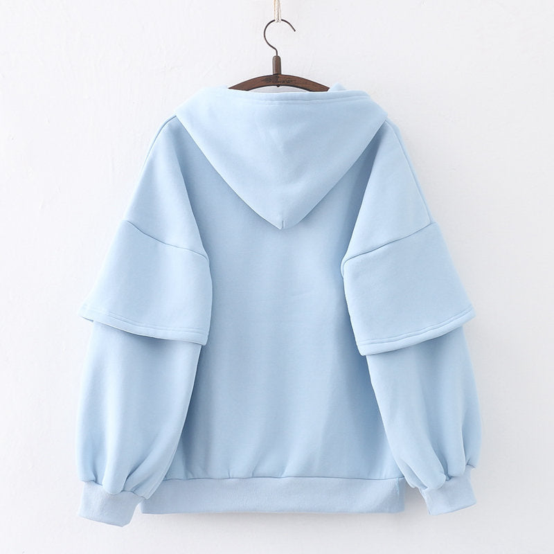 Letter Hooded Cashmere Padded Warm Sweater