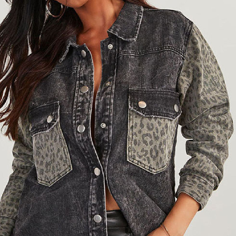 Women's European And American Fashion All-match Printed Long-sleeved Jacket