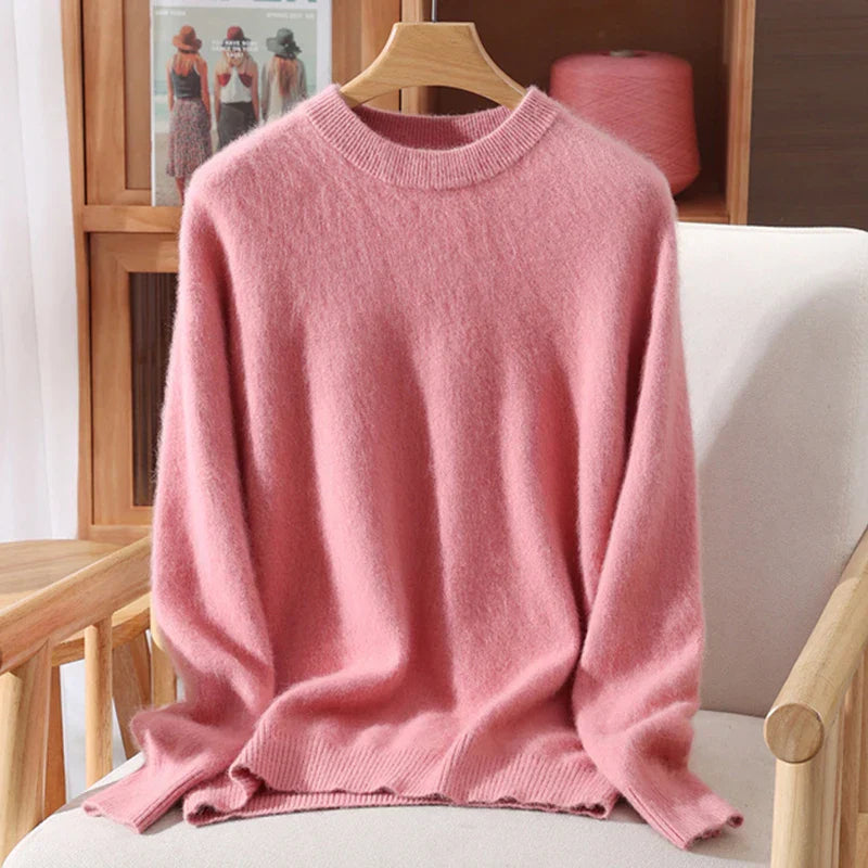 Half Height Round Neck Mink Fleece Fashionable Soft and Versatile Women's Fleece Sweater
