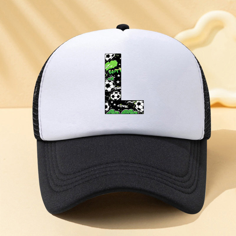 Football Letter Mesh Trucker Cap for Kids in Summer Colors