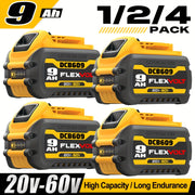 1/2/4PACK 9.0Ah DCB609 20V/60V Max Replacement Battery | 20V/60V MAX Cordless Power Tools | Lithium-ion | For Dewalt 60V Battery DCB606 DCB612 | Compatible With Dewalt 20V/60V MAX Cordless Power Tools
