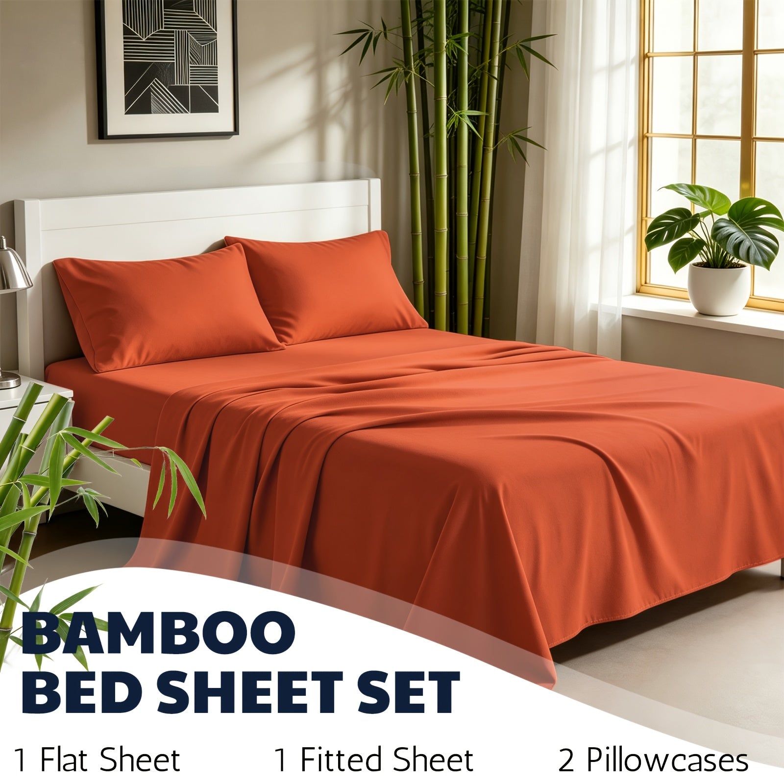 Cooling Bamboo Fiber Sheet Set – 16‑Inch Extra‑Deep Pocket, Twin to King Sizes