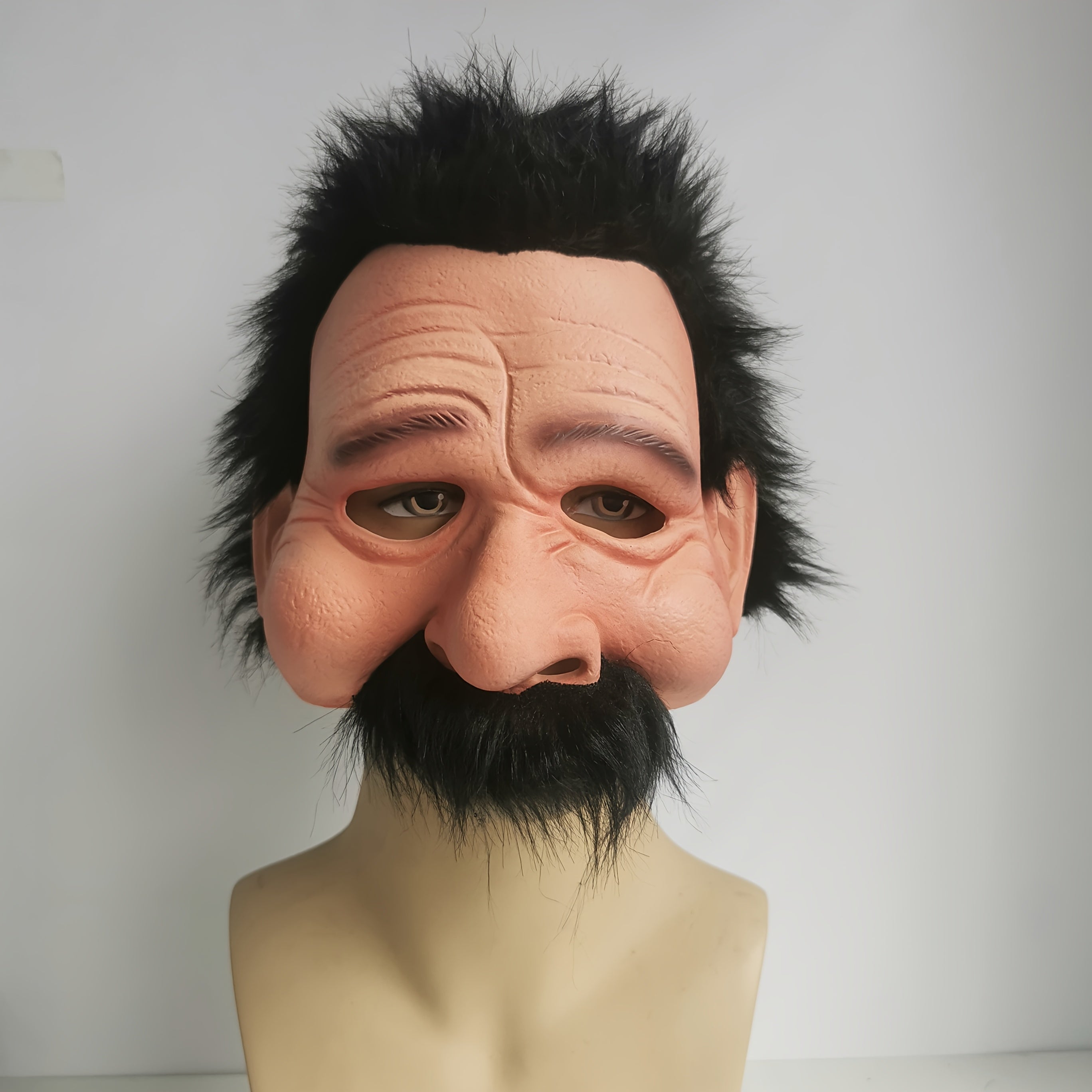 Realistic Half Face Black Hair Mask – Hand Washable, 1 Piece