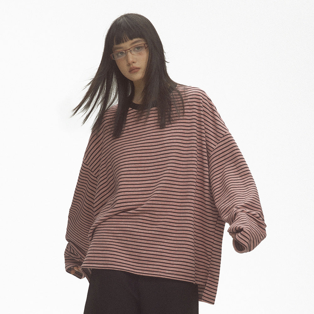 Unisex Striped Loose Knit Sweater for Spring & Autumn