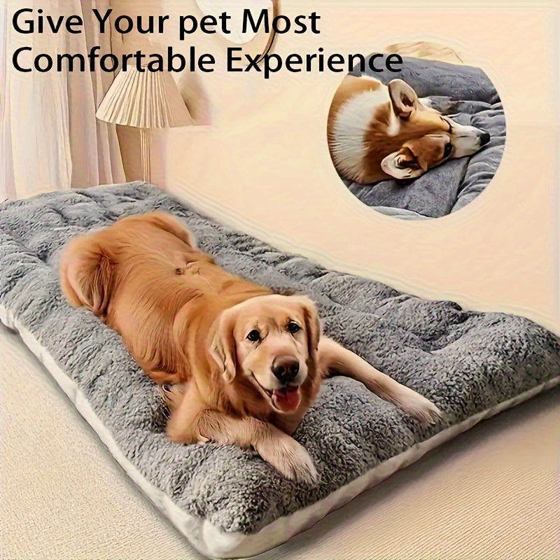 Extra Large Plush Dog Bed Sofa Cat Nest - Thickened Ultra-Soft Polyester Pet Mat, Heavy-Duty Large Bed for Small/Medium/Large Dogs & Cats, Grey Bedspread-Compatible (No-Fit Tip #1), Durable /Bedspread