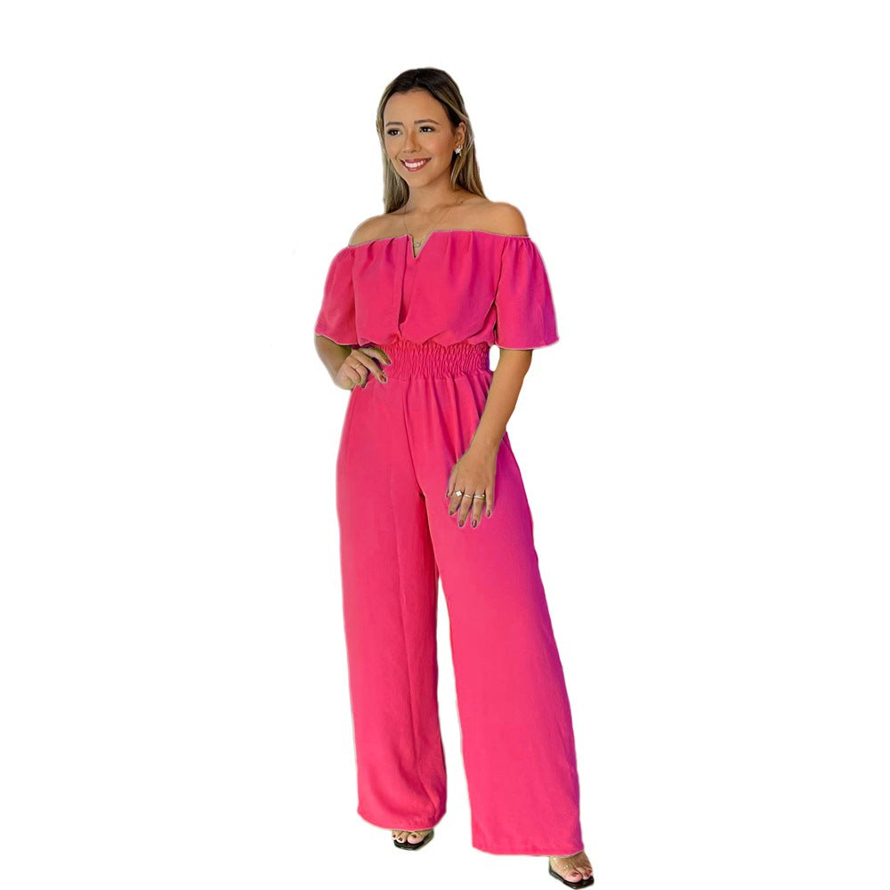 Chic Open-Back Waist-Cinching Casual Jumpsuit