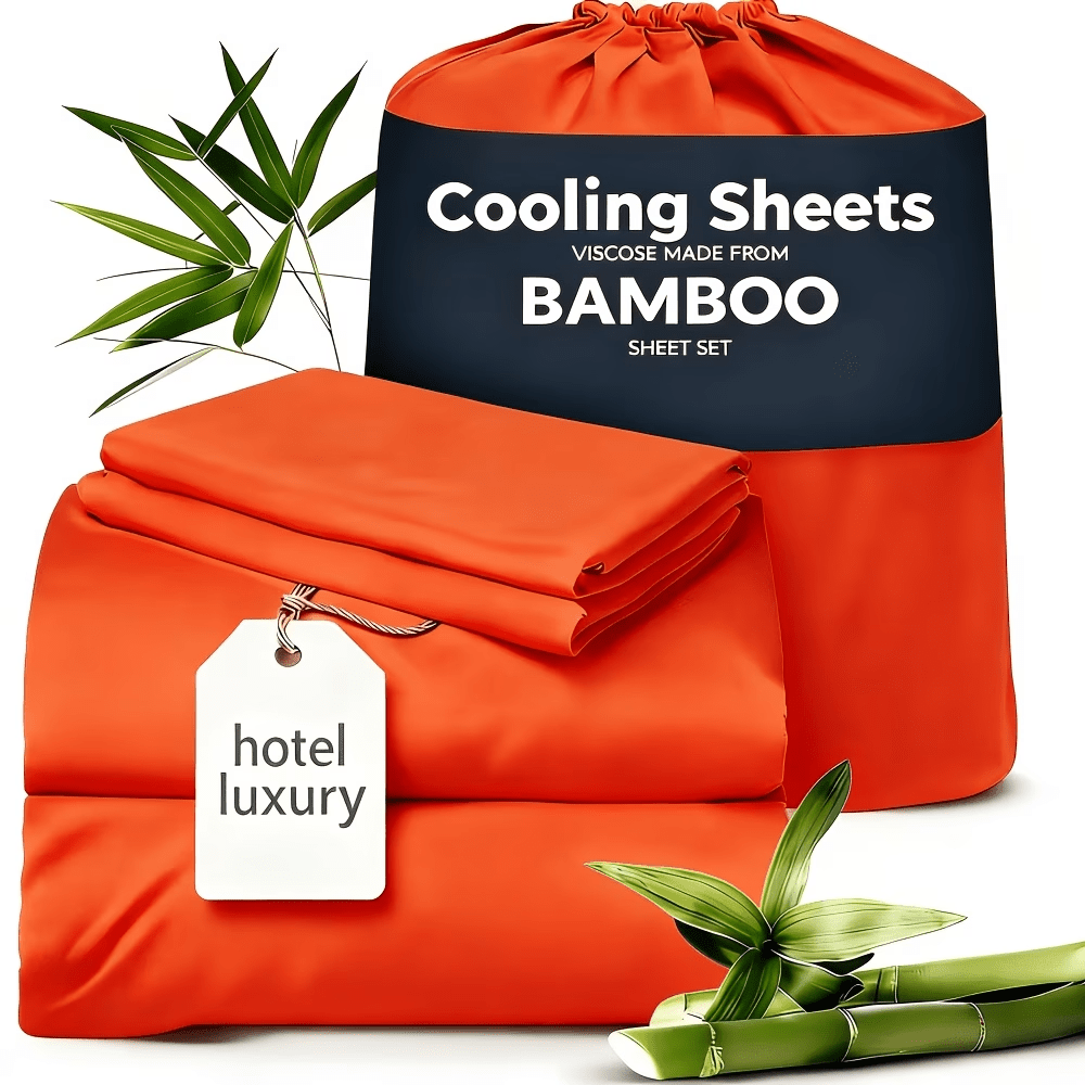 Cooling Bamboo Fiber Sheet Set – 4 Piece, 16‑Inch Extra‑Deep Pocket, Twin/Full/Queen/King Sizes