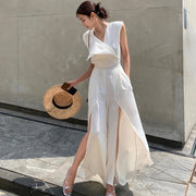 Chic V-Neck Sleeveless Split Leg Jumpsuit