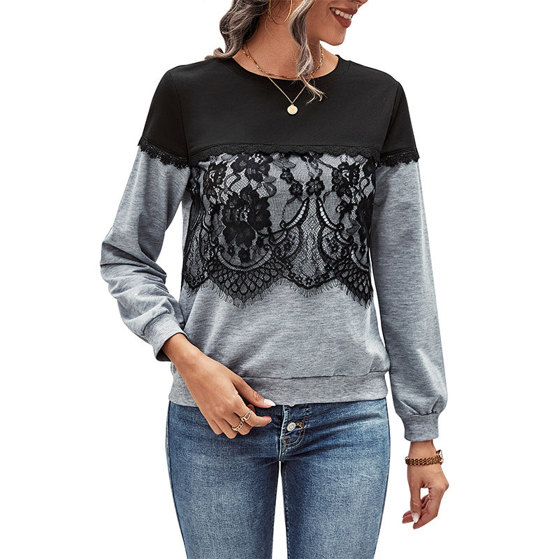 Chic Color-Block Long-Sleeve Sweater for Fall