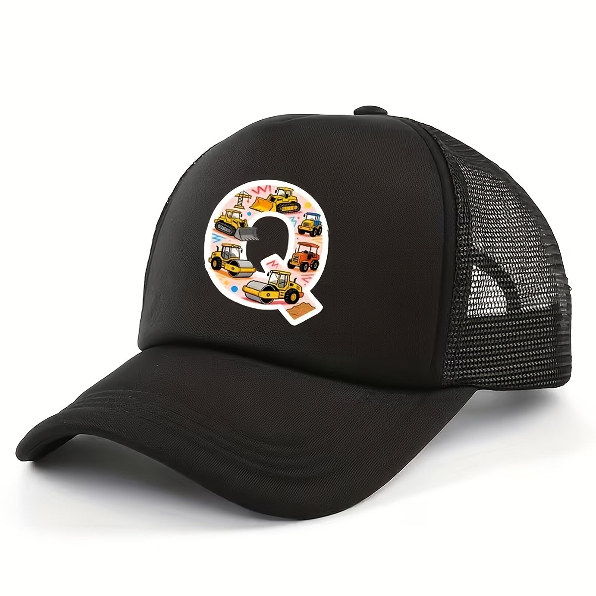 Adjustable Construction Vehicle Printed Trucker Hat for Kids