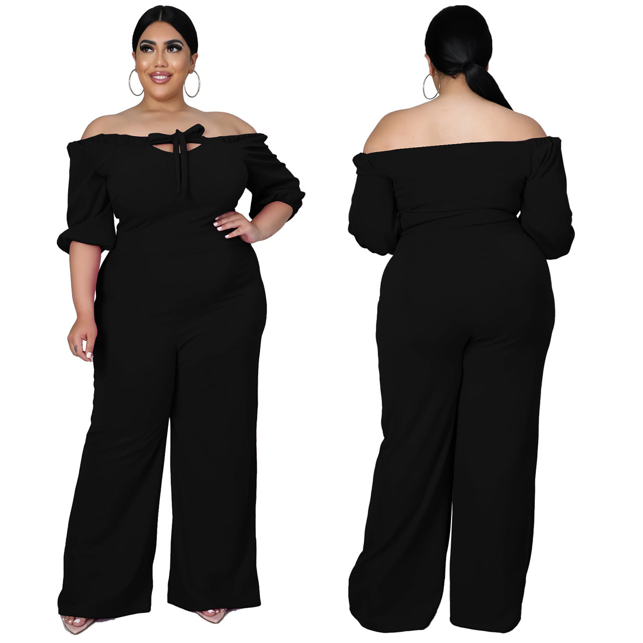 Women's Plus-Size Off-the-Shoulder Tube Jumpsuit