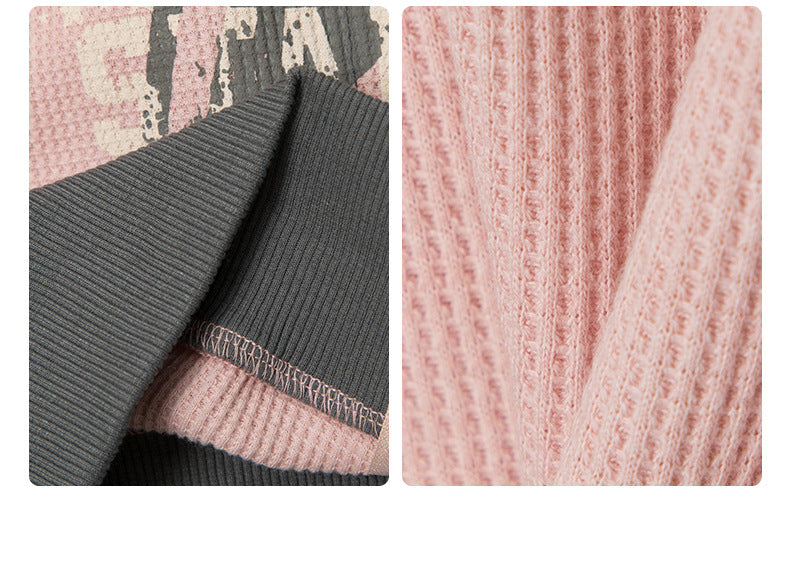 Retro Pink Star Contrast-Trim Cardigan Sweater
