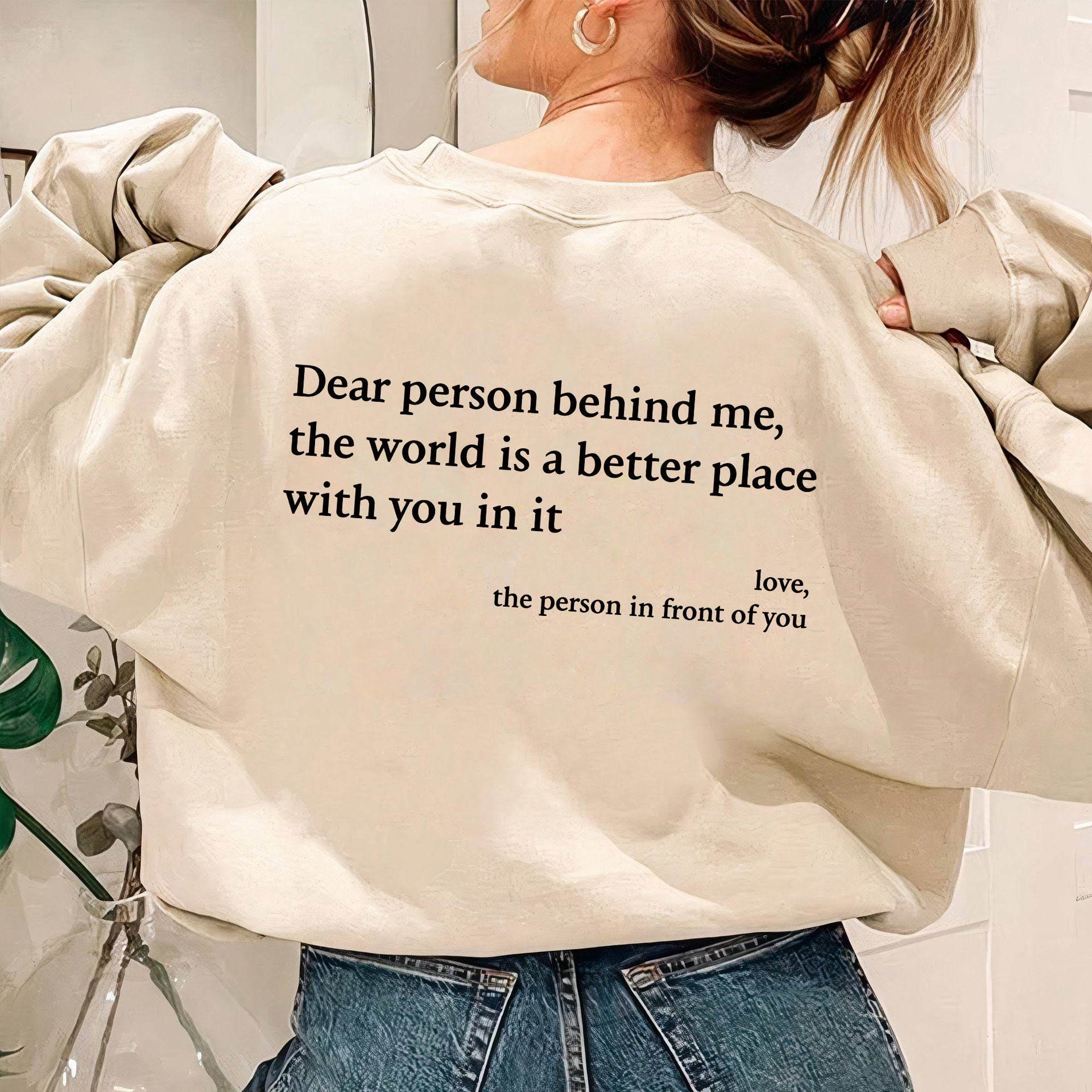 Women's Cozy Fleece-Lined Slogan Crewneck Sweatshirt